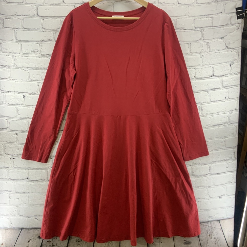 Vetior XXL Red Dress Womens Sz XL Long‎ Sleeve Simple Classic
